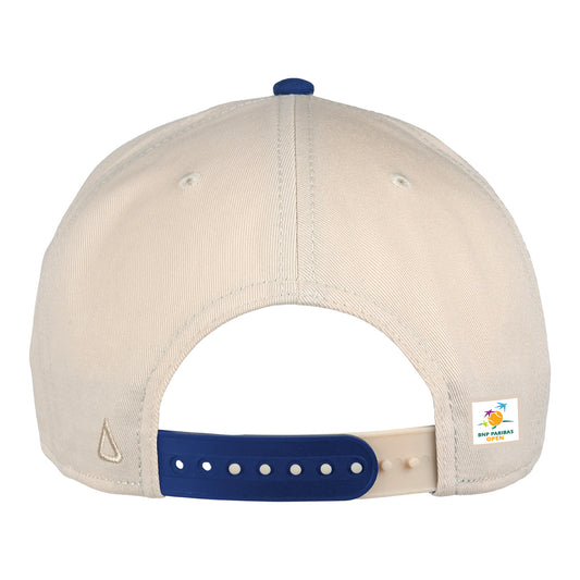 Ahead BNP Paribas Open Retro Two-Tone Racket Hat in Cream and Navy - Back View