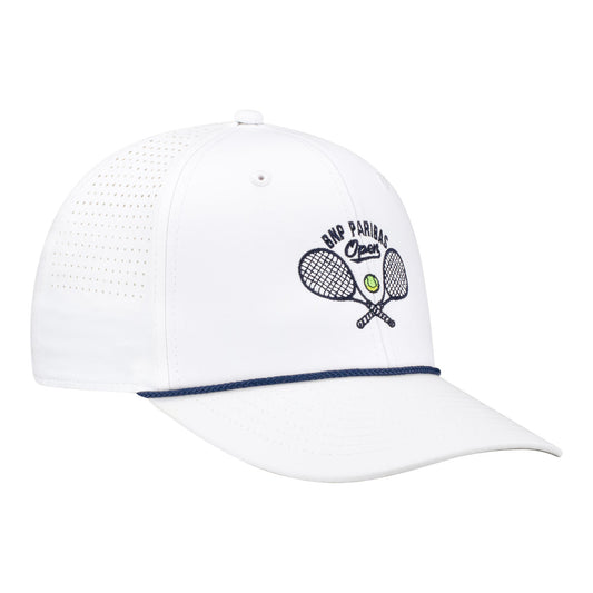 Imperial BNP Paribas Open Performance Rope Hat in White and Navy - Angled Front Right View