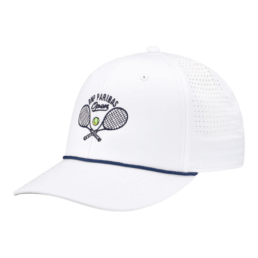 Imperial BNP Paribas Open Performance Rope Hat in White and Navy - Angled Front Left View