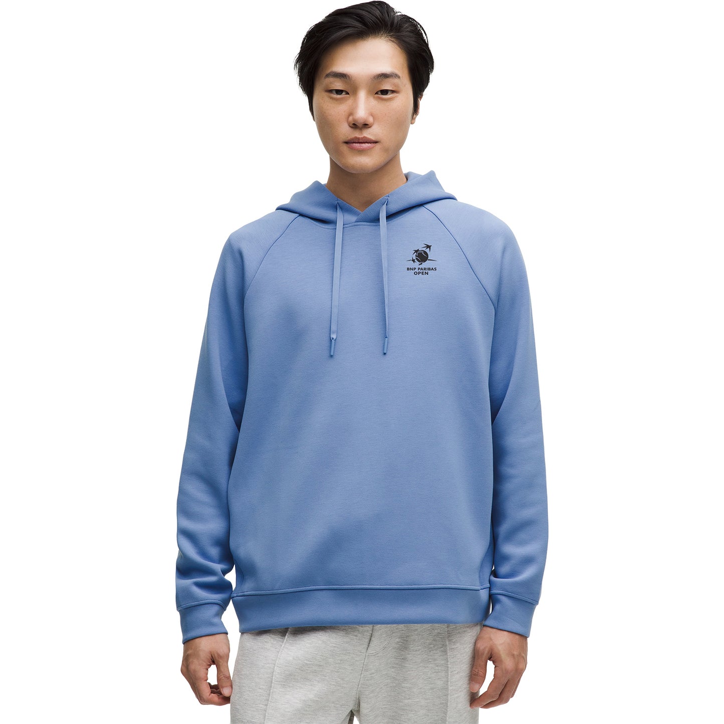 lululemon BNP Paribas Open Smooth Spacer Hoodie in Prep Blue - Modeled Front View