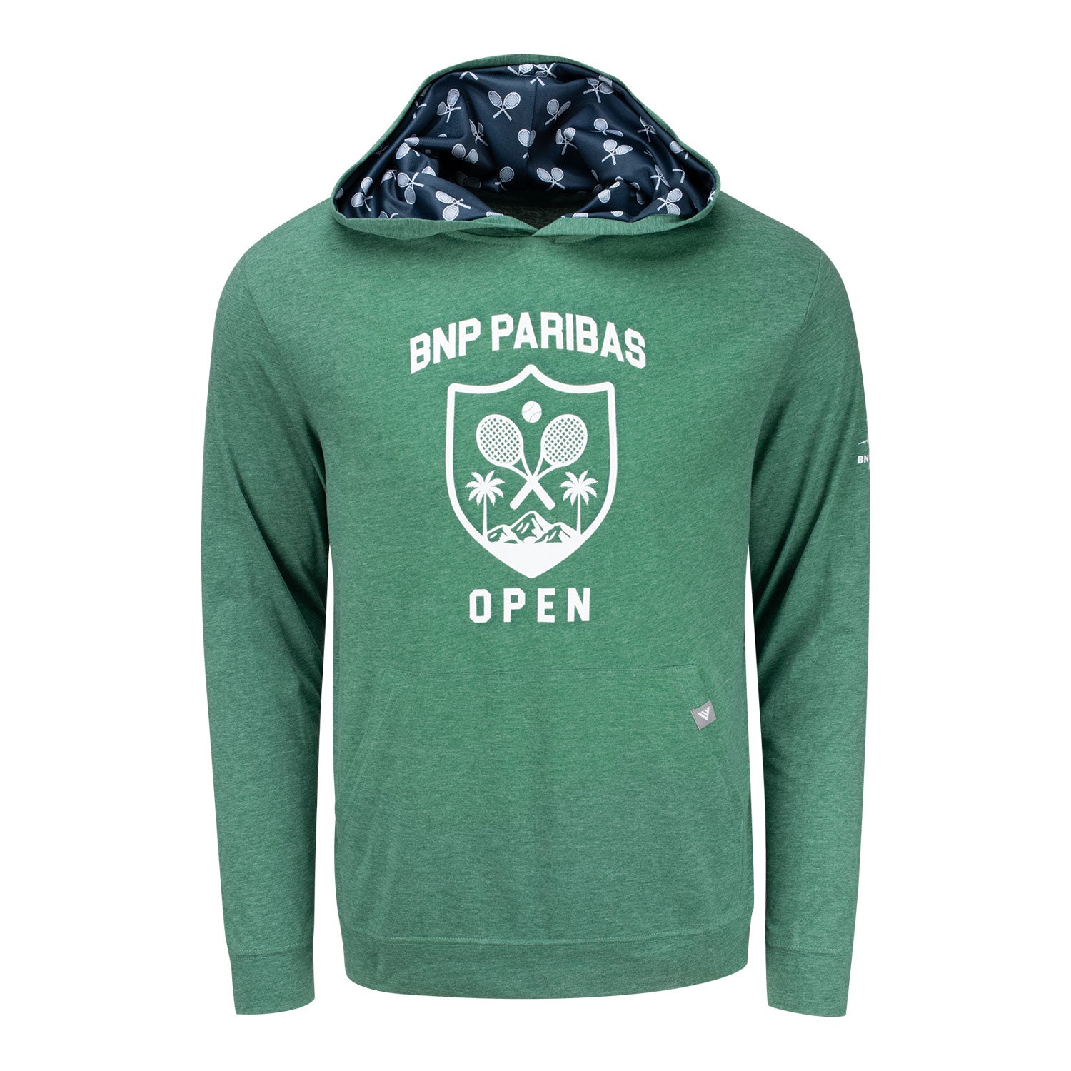 Levelwear BNP Paribas Open Relay Hooded Pullover in Heather Rider Green - Front View