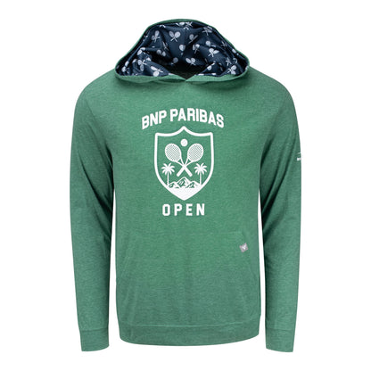 Levelwear BNP Paribas Open Relay Hooded Pullover in Heather Rider Green - Front View