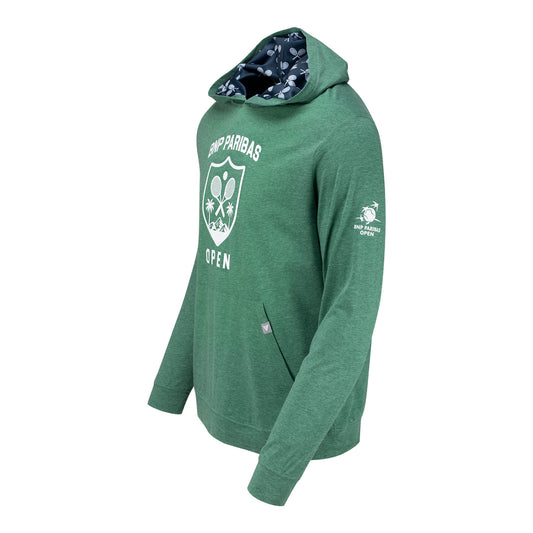 Levelwear BNP Paribas Open Relay Hooded Pullover in Heather Rider Green - Left Side View