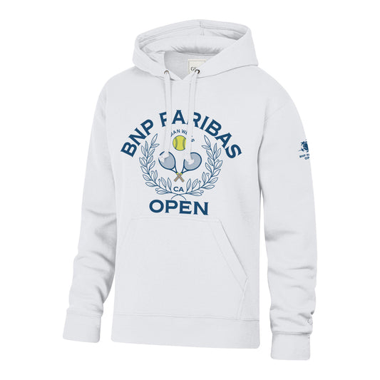 Gear for Sports BNP Paribas Open Racket and Laurels Hoodie in White - Front View