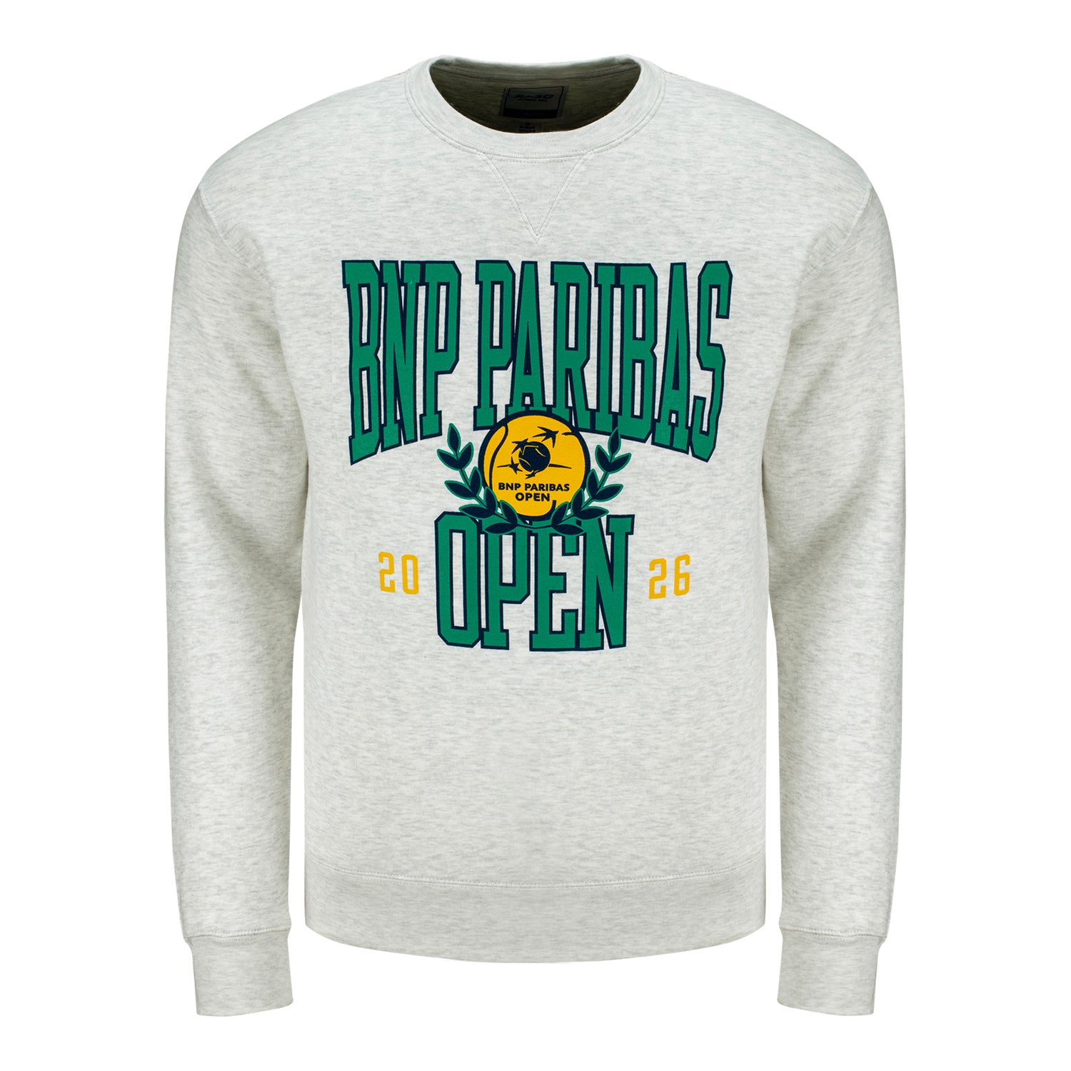 Gear for Sports BNP Paribas Open Collegiate Text Crewneck in Light Grey - Front View