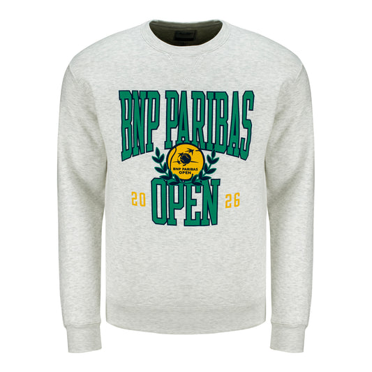 Gear for Sports BNP Paribas Open Collegiate Text Crewneck in Light Grey - Front View