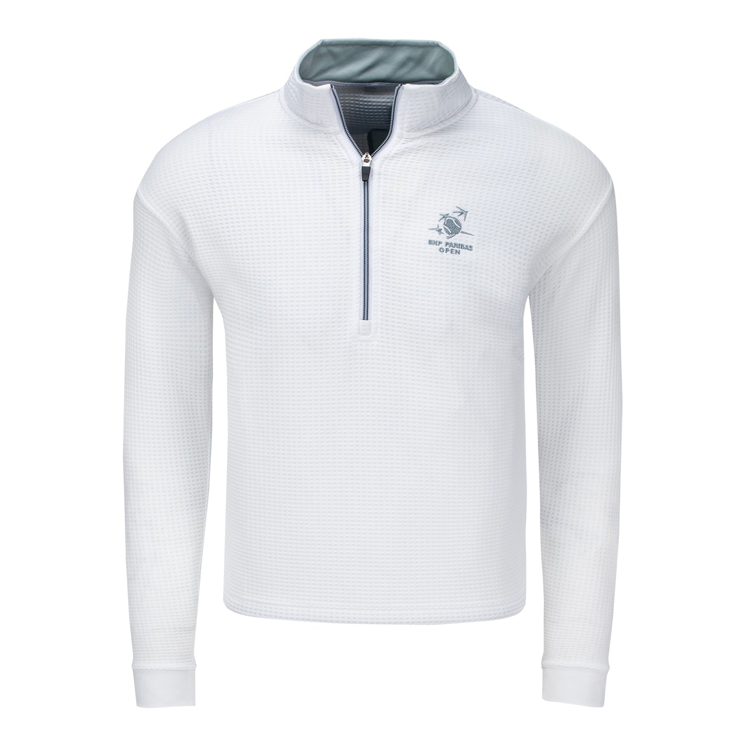 Straight Down 2026 BNP Paribas Open Optic Quarter Zip in White - Front View