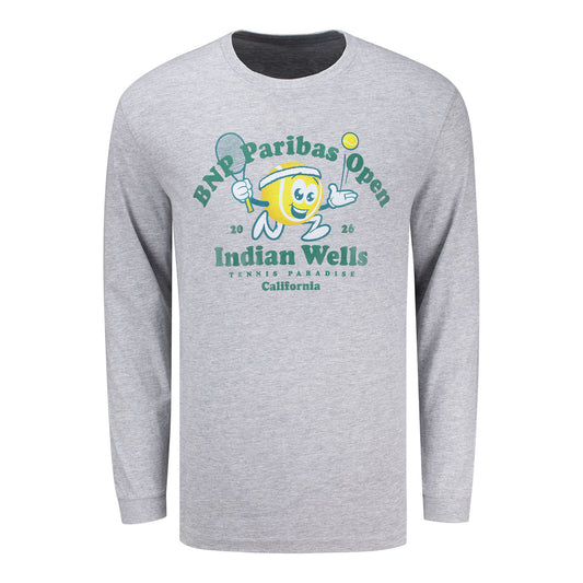 Ahead BNP Paribas Open Ball Guy Long Sleeve T-Shirt in Grey - Front View