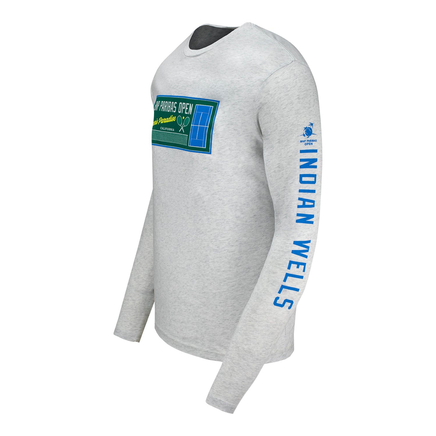 Ahead BNP Paribas Open Blue Court Long Sleeve T-Shirt in White - Left Side View
