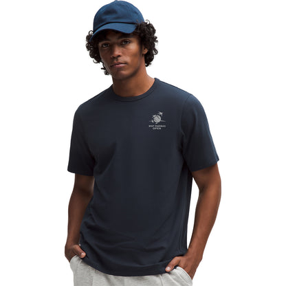 lululemon BNP Paribas Open Organic Cotton T-Shirt in True Navy - Front Modeled View