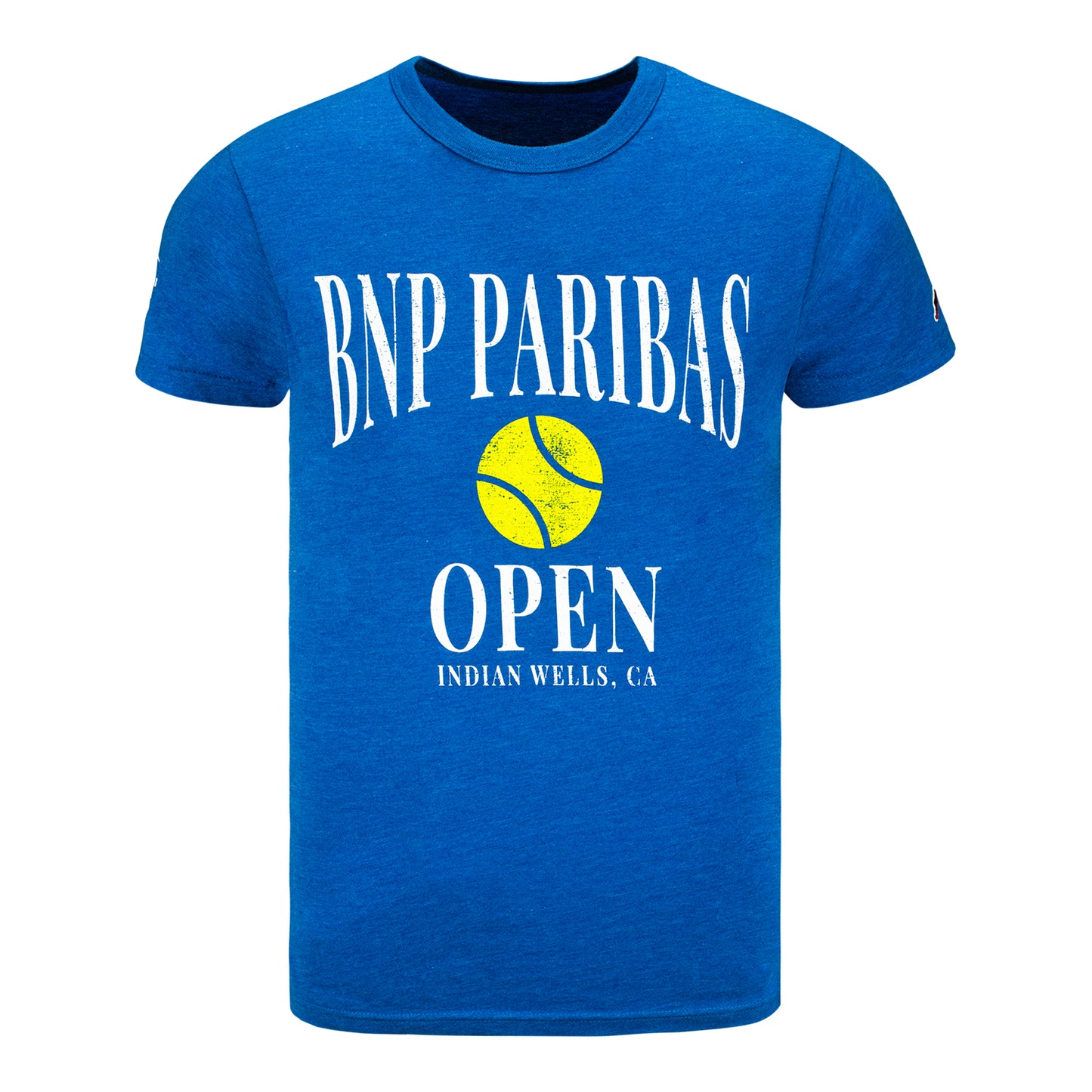 Legacy 2026 BNP Paribas Open Collegiate Tennis Ball T-Shirt in Bay Blue - Front View