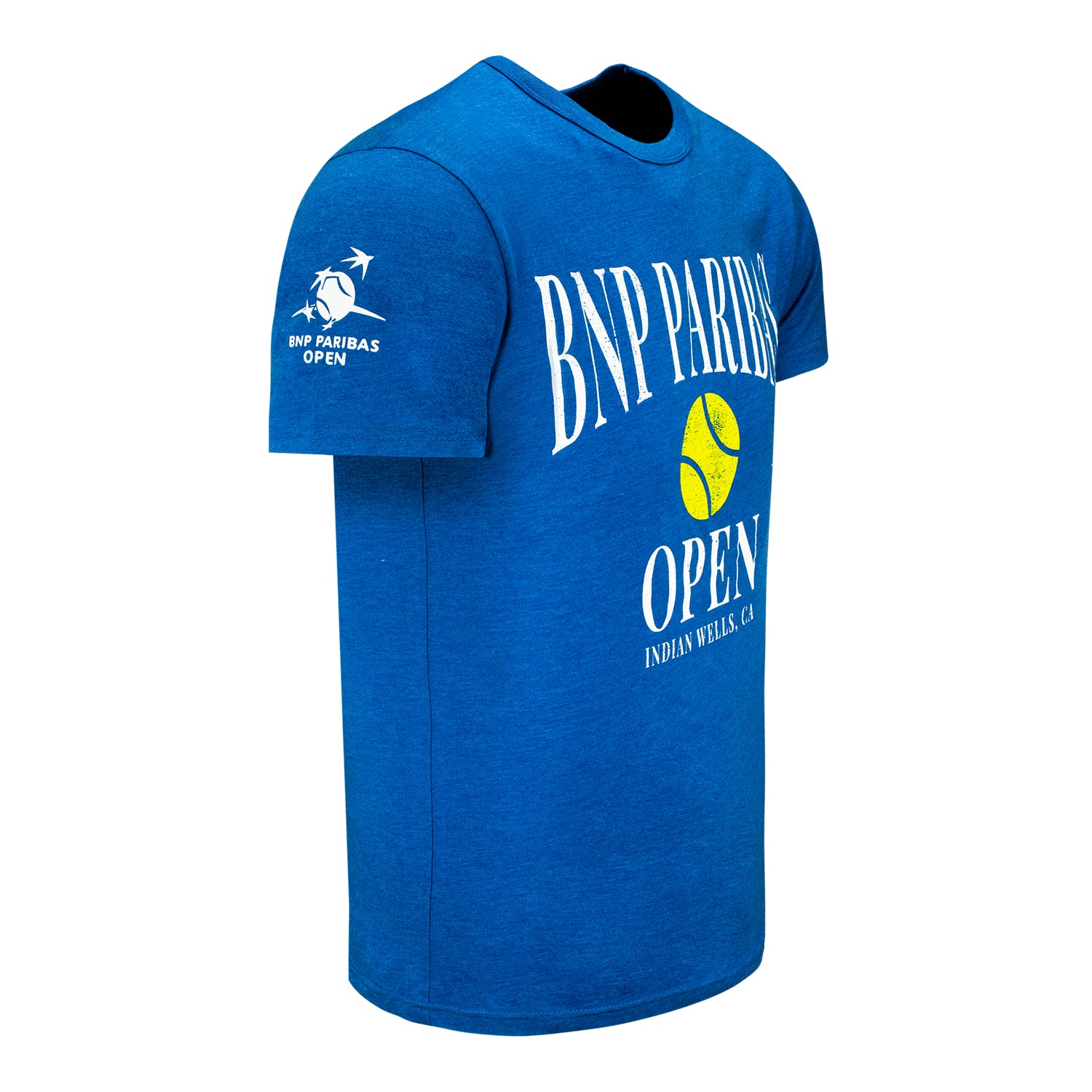 Legacy 2026 BNP Paribas Open Collegiate Tennis Ball T-Shirt in Bay Blue - Right Side