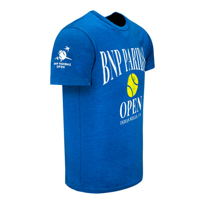 Legacy 2026 BNP Paribas Open Collegiate Tennis Ball T-Shirt in Bay Blue - Right Side