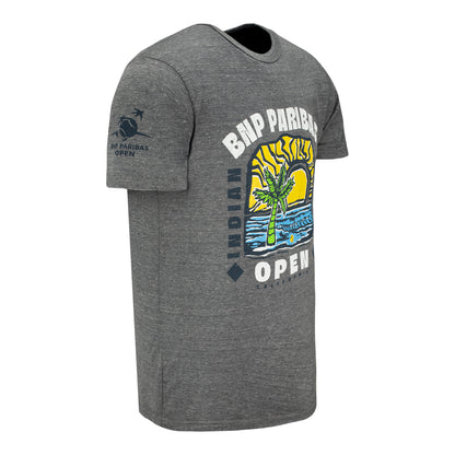 Legacy 2026 BNP Paribas Open Palm Tree Sketch T-Shirt in Grey Heather - Right Side