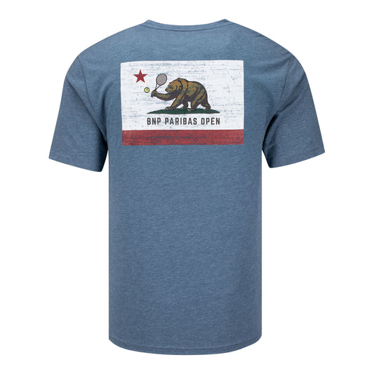 Levelwear BNP Paribas Open Cali Flag T-Shirt in Heather Stellar Blue - Back View