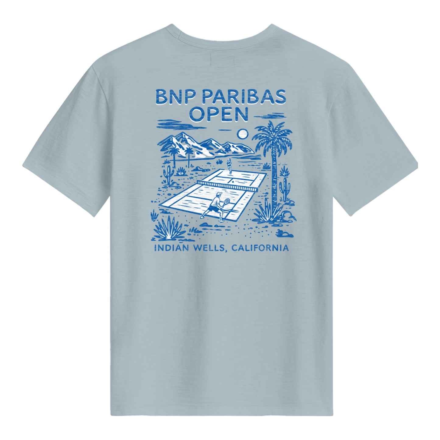 Standard Rec BNP Paribas Open Back Court Sketch T-Shirt in Schooner Blue - Back View
