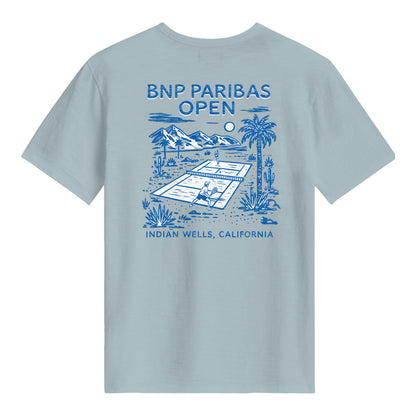 Standard Rec BNP Paribas Open Back Court Sketch T-Shirt in Schooner Blue - Back View