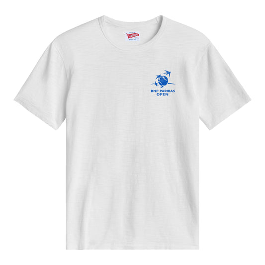 Standard Rec BNP Paribas Open Back Court and Clouds T-Shirt in White - Front View