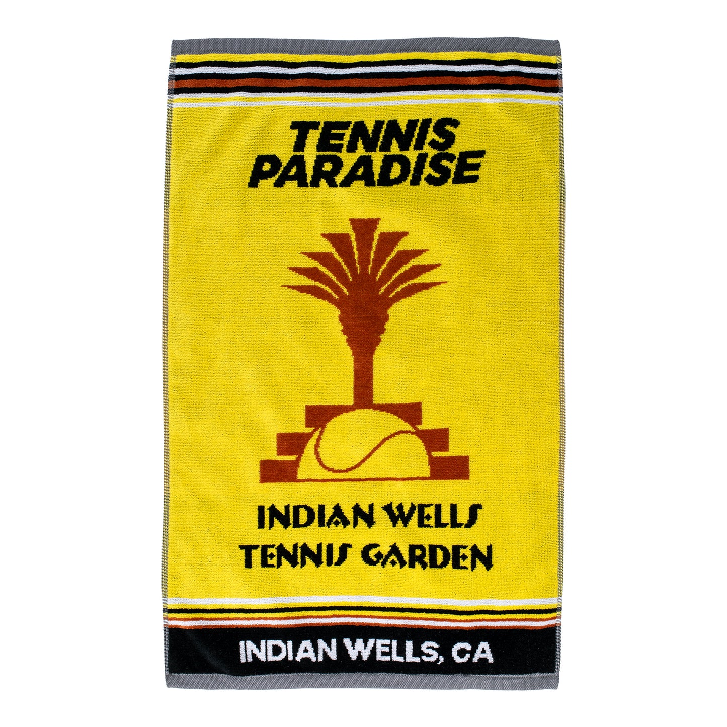 Dynamic Indian Wells Tennis Garden Woven 16" x 26" Logo Towel in Yellow - Front View