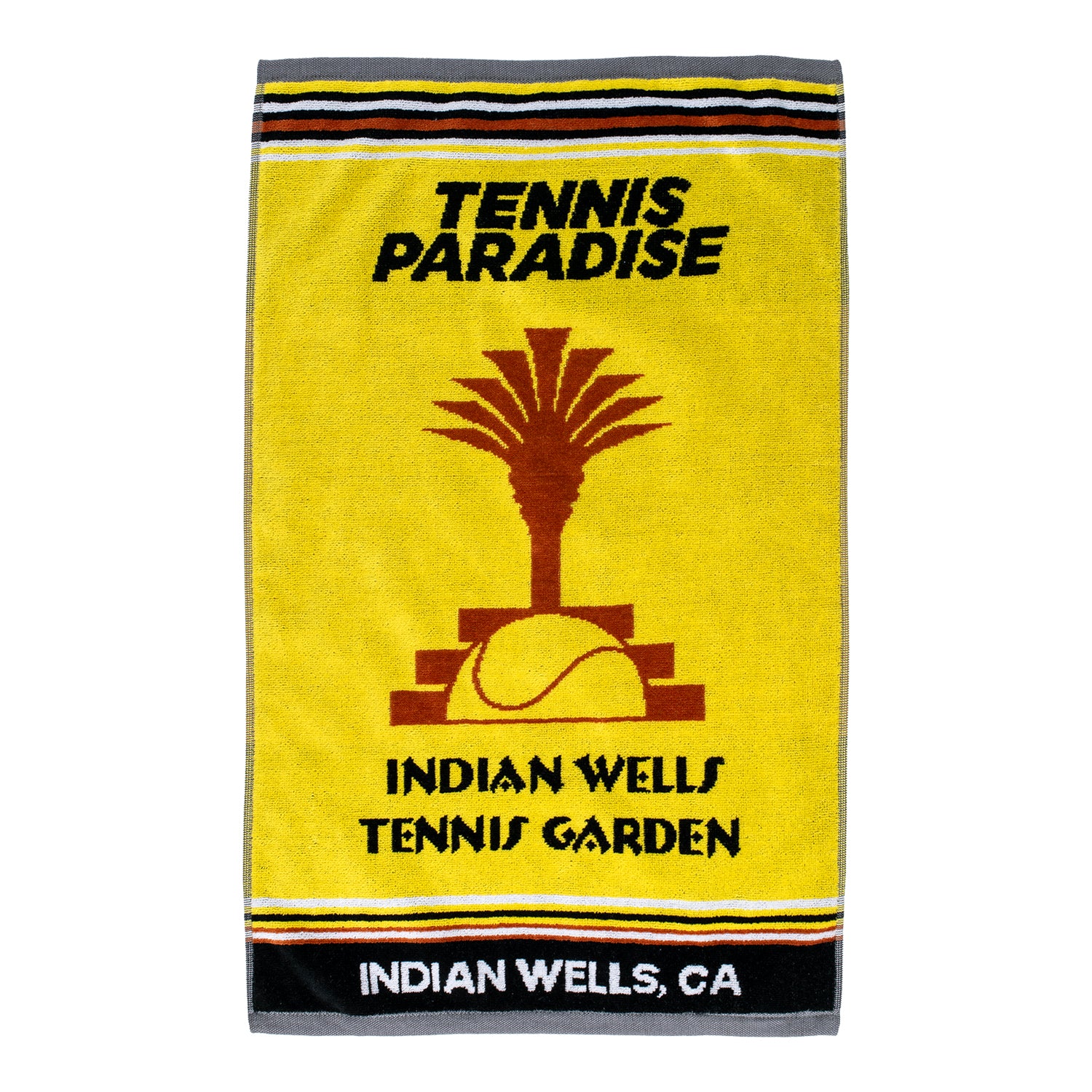 Dynamic Indian Wells Tennis Garden Woven 16" x 26" Logo Towel in Yellow - Front View